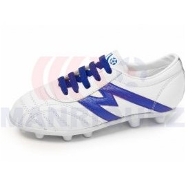 2049-Zapato de fútbol marca Manríquez infantil mod MID TX color blanco con azul rey